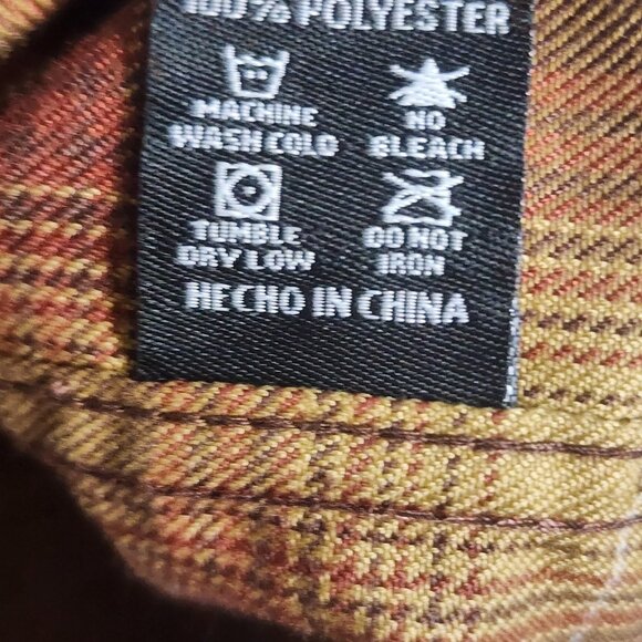 Dixxon Shirt Mens Extra Large Brown Yellow Plaid Goldfield Flannel Snap Front - Picture 8 of 11